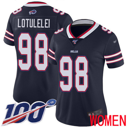 Women Buffalo Bills #98 Star Lotulelei Limited Navy Blue Inverted Legend 100th Season NFL Jersey